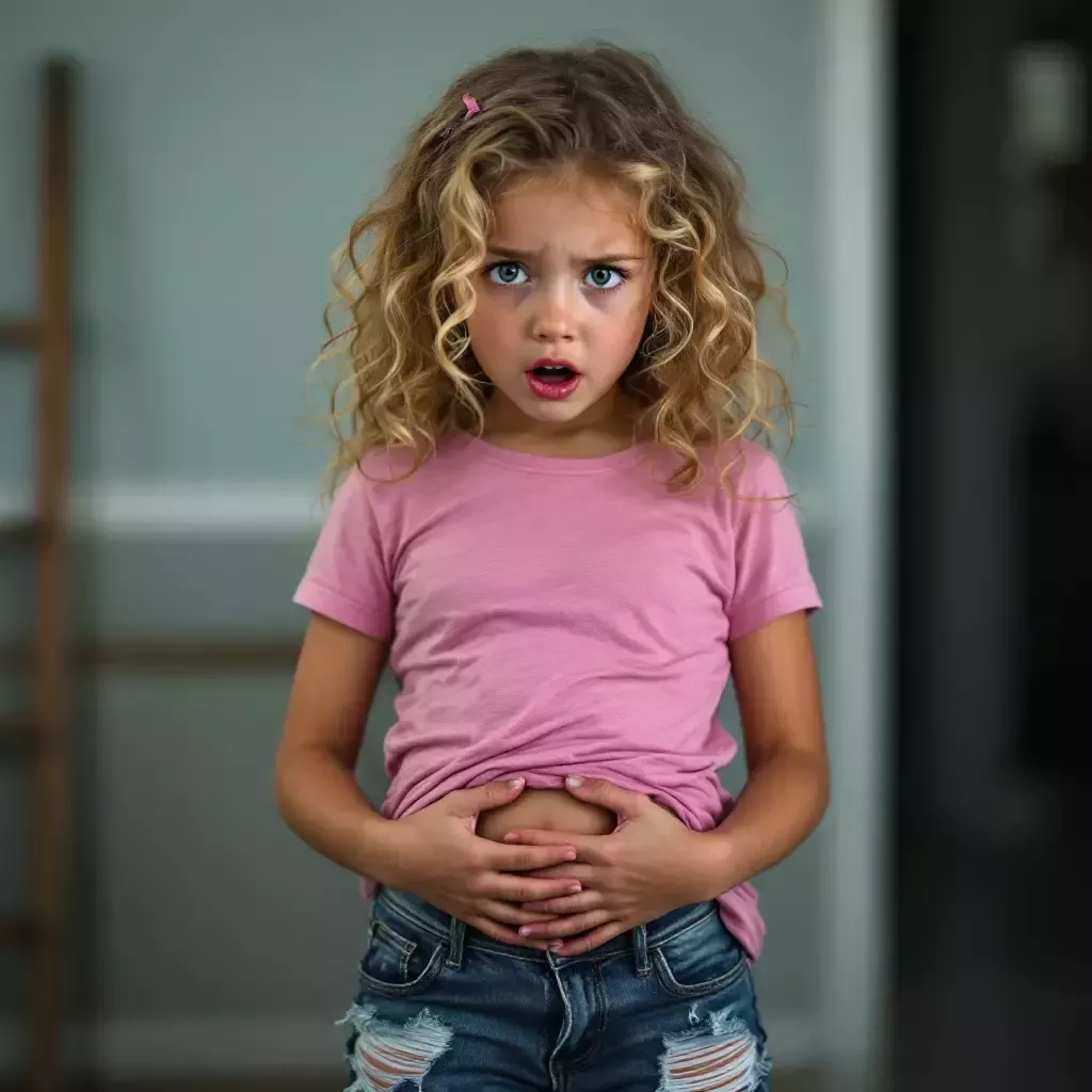 Lila, dramatically stares at her empty SKINNY stomach, looking even more desperate.
