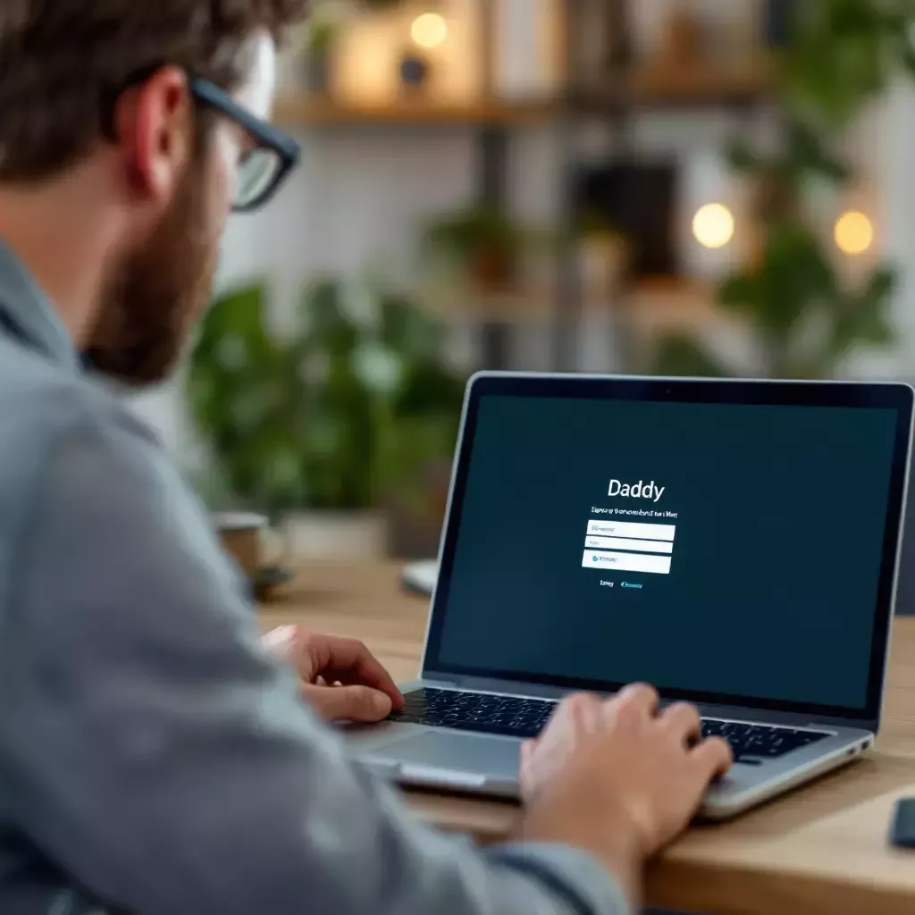 Close-up of the laptop screen showing a login prompt.