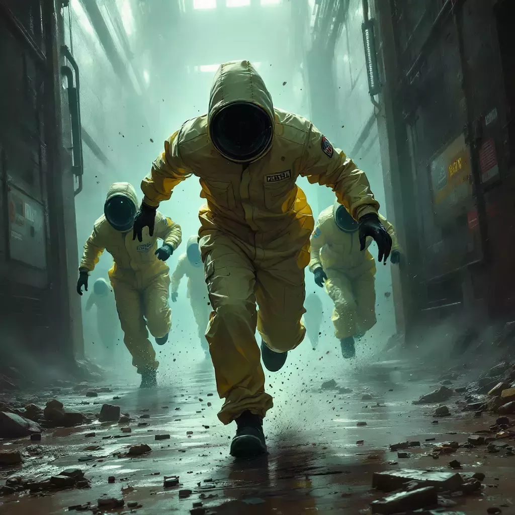 Test Subjects are seen running chaotically through the bunker.