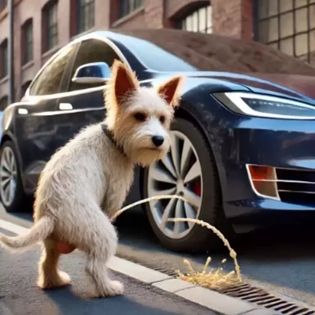 Bing pees on the Tesla