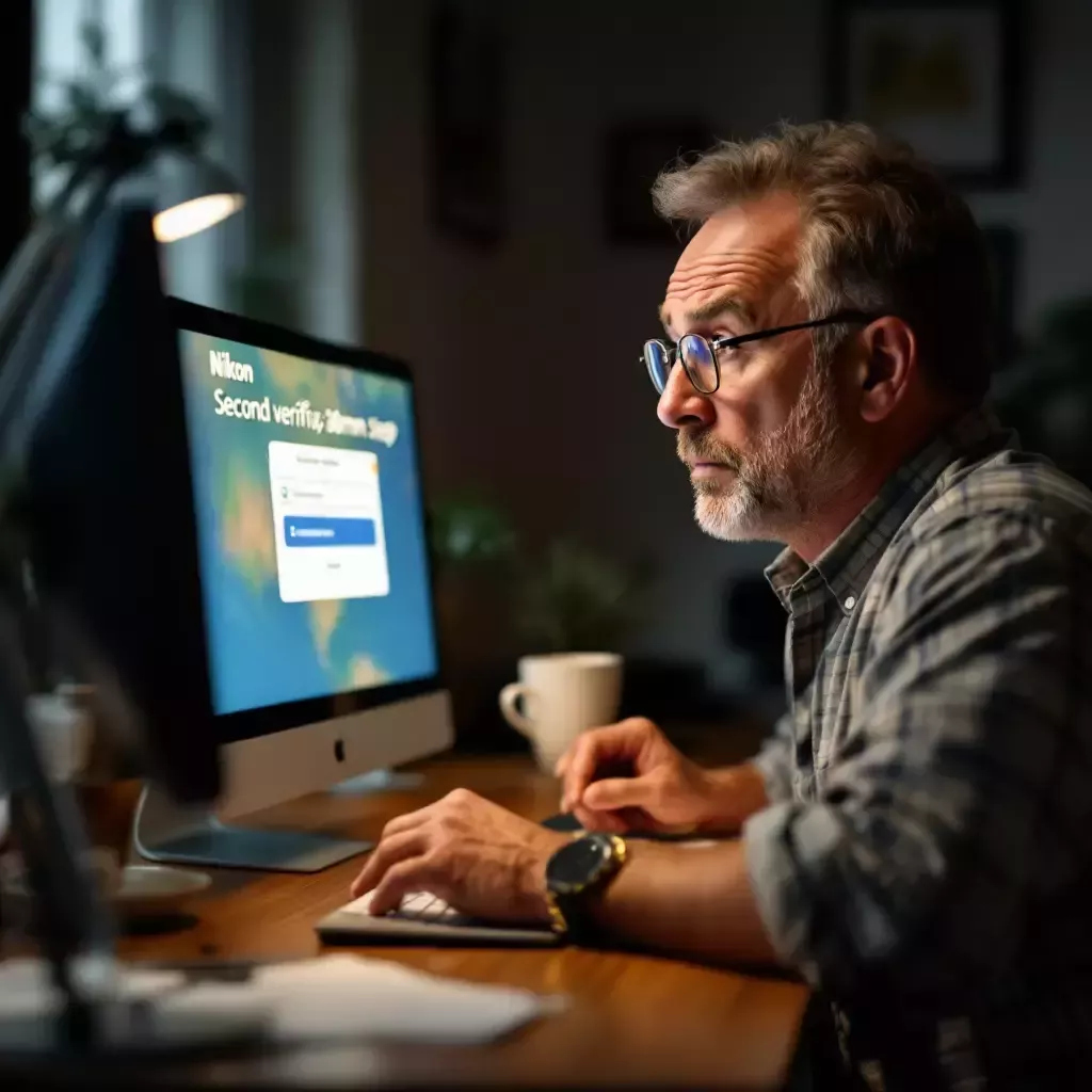Daddy looks puzzled at the screen displaying a second verification step.