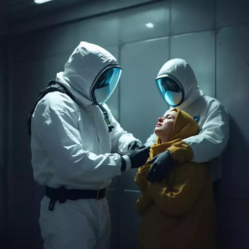 Security Officers attempt to calm the Test Subjects.